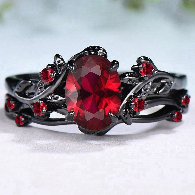 Wholesale Gun Black Gemstone Couple Rings,  Branch Cross Design,  Vintage Style,  Women' s Fashion Jewelry Gift,  Boutique Resale