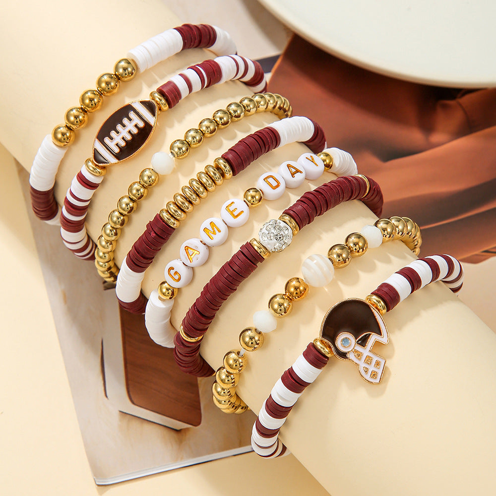 Wholesale rugby bracelet set  sporty and unique letter bracelet