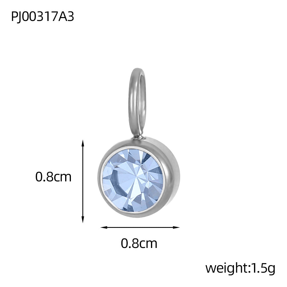Wholesale Stainless steel birthday stone DIY color pendant