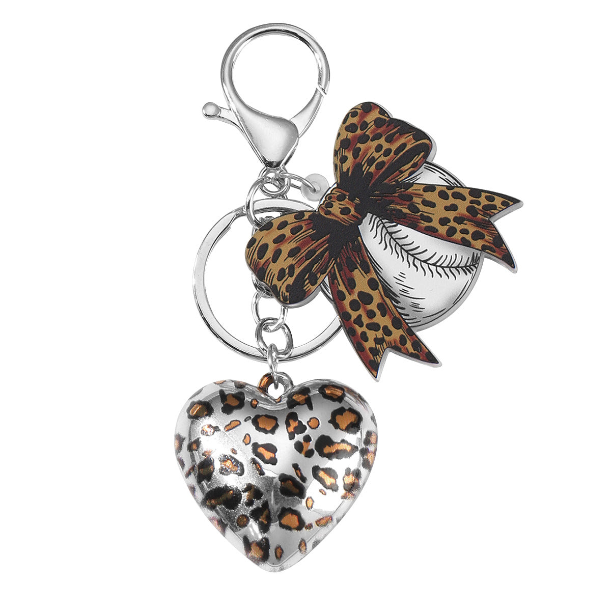Wholesale Zinc alloy leopard print bowknot heart-shaped earphone case keychain