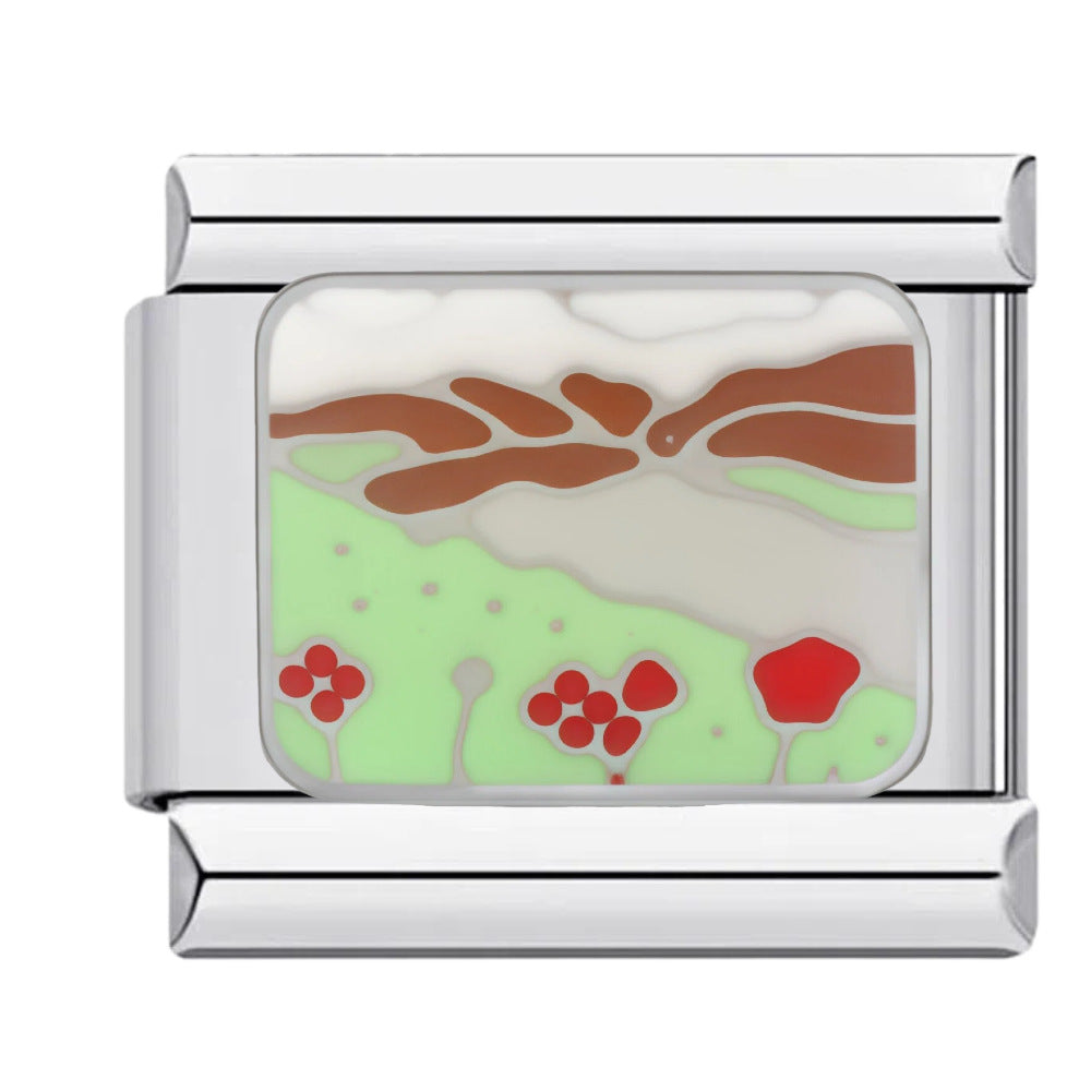 Wholesale Original Design DIY Italian Charms Bracelet Titanium Steel Enamel Landscape Pattern Fashion Jewelry Accessory For Boutique Resale