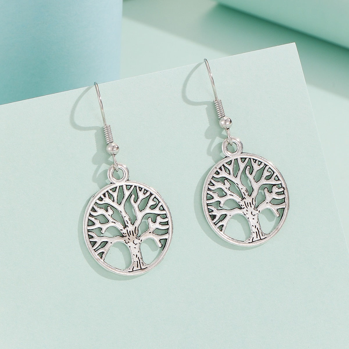Wholesale Zinc Alloy Silver Tone Vintage Tree Of Life Pendant Earrings For Everyday Style