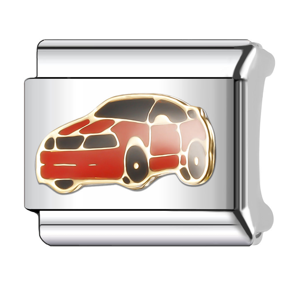 Bracelet de charme italien en gros de 9 mm Série d'avion à boule de bricolage Bracelet composable en acier inoxydable