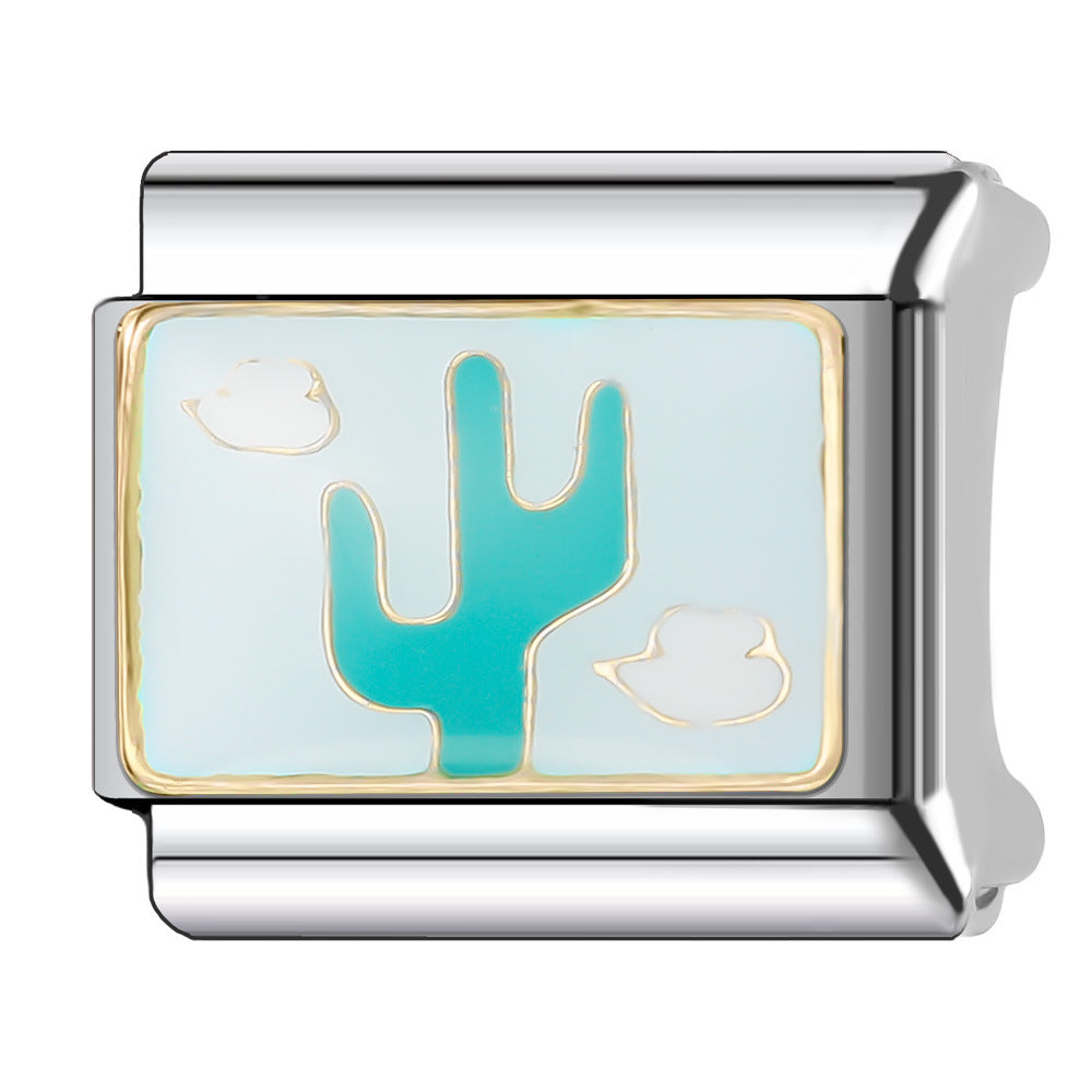 Wholesale Italian Charm Bracelet 9mm DIY Splicing Holiday Scenery Stainless Steel Composable Bracelet