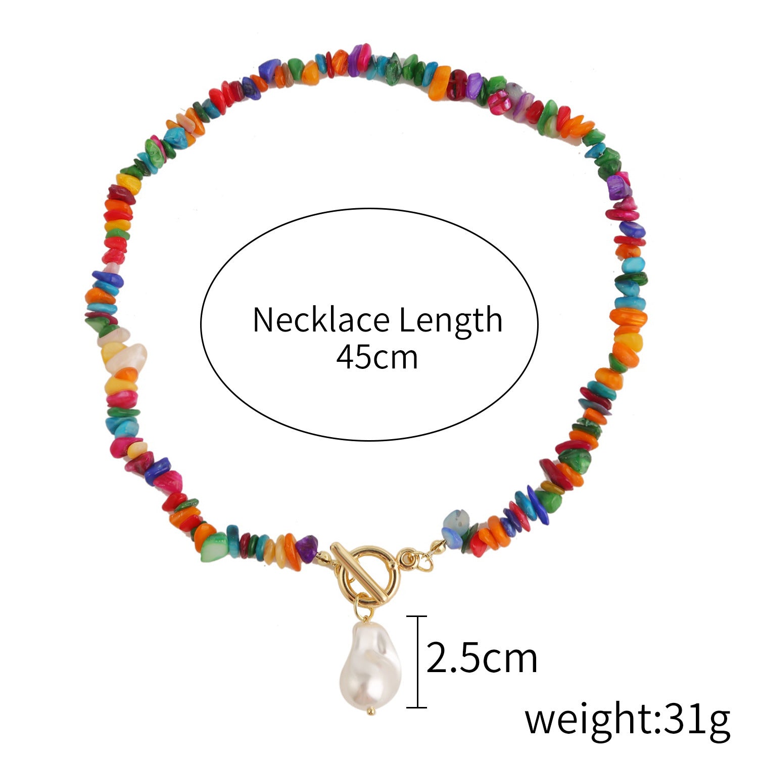 Wholesale  Necklace Bohemian Style Colorful Gravel Ins Necklace Women' s Natural Stone Beaded Necklace