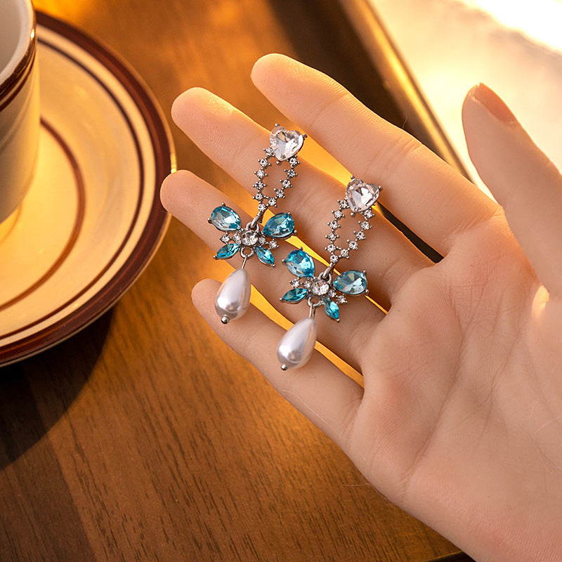 Wholesale Silver  pink love earrings