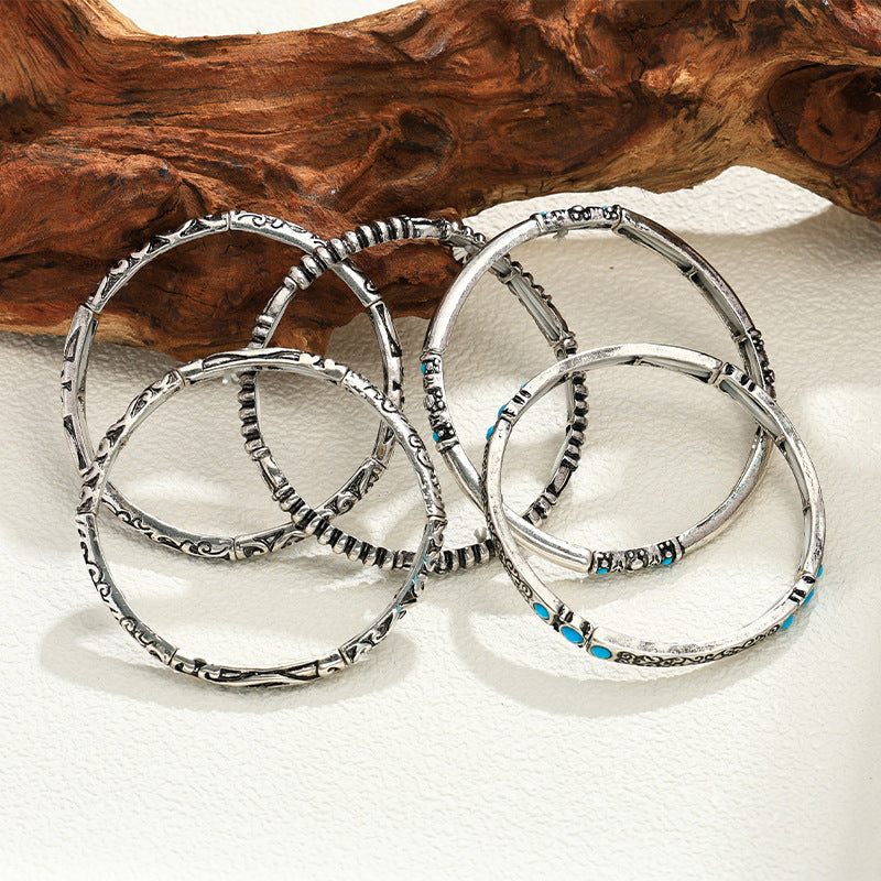 Wholesale Vintage turquoise bead vintage metal bracelet