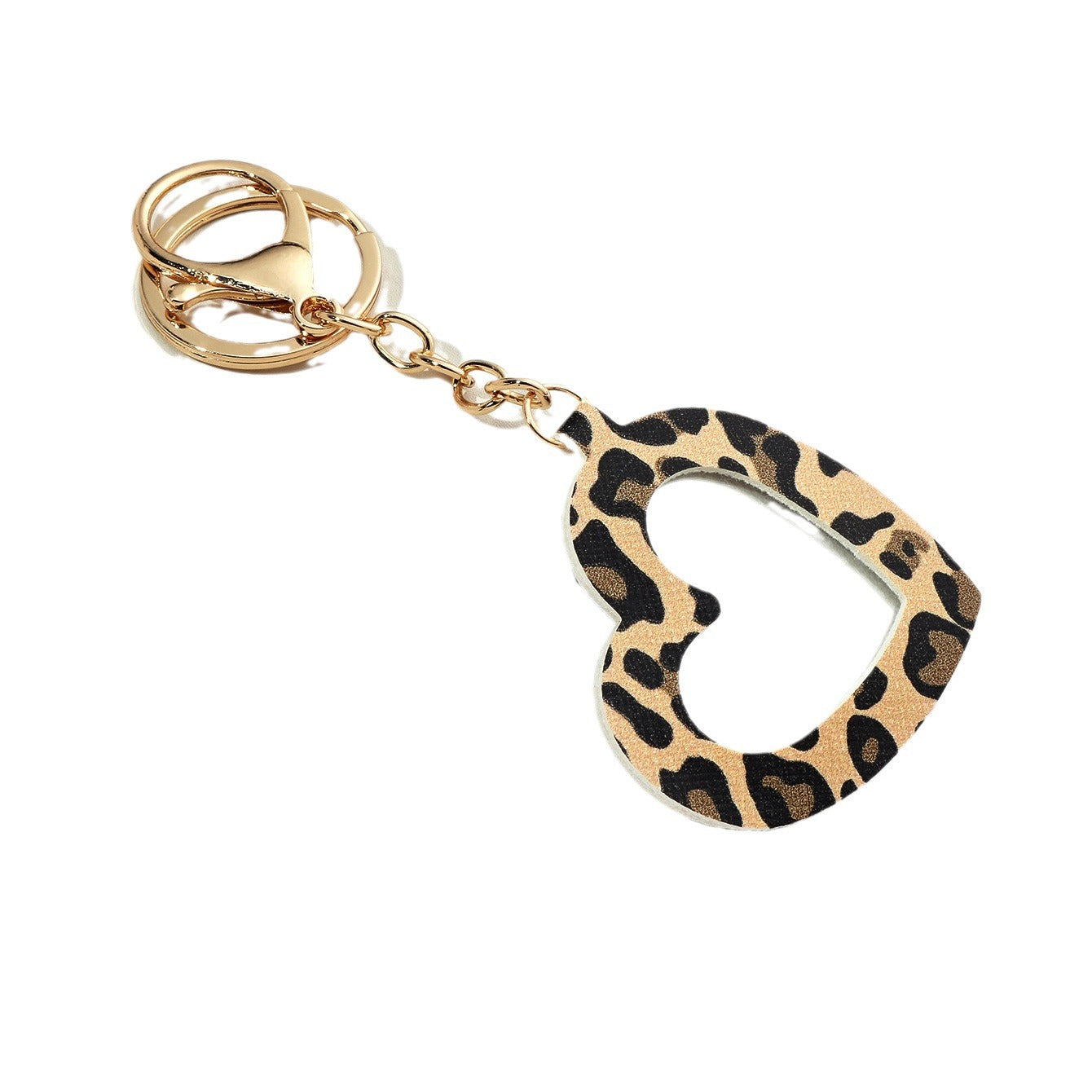 Wholesale Small Love Heart Leopard Print Mirror PU Leather Keychains ACC-KC-XTZ009