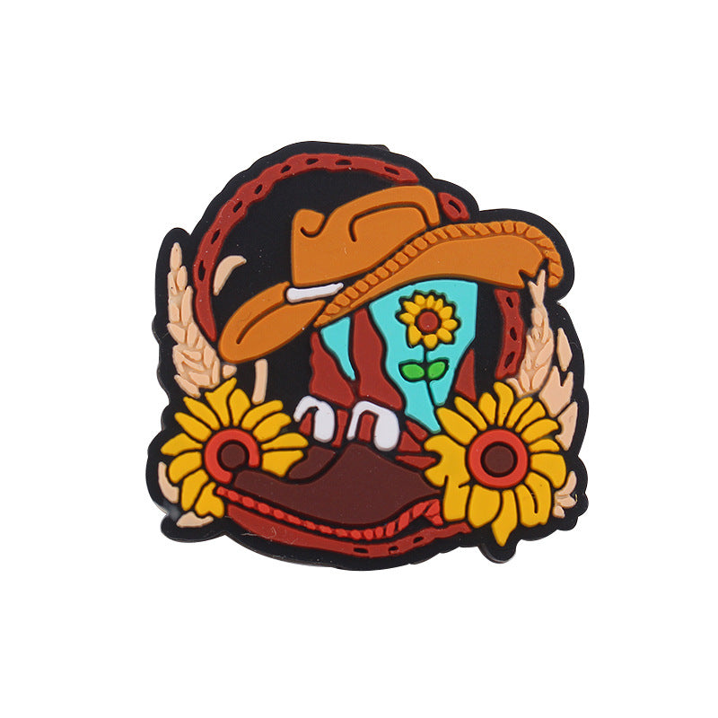 Wholesale 10pcs Cartoon Sunflower Western Style Boots Silicone Beads Focal Beads DIY Beadable Pen Accessories ACC-BDS-GuangTian024