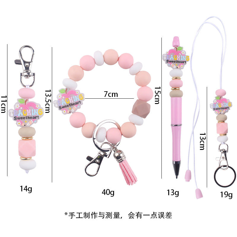 Wholesale  Cartoon Teacher's Day Silicone Accessories Pendant Creative Keychain