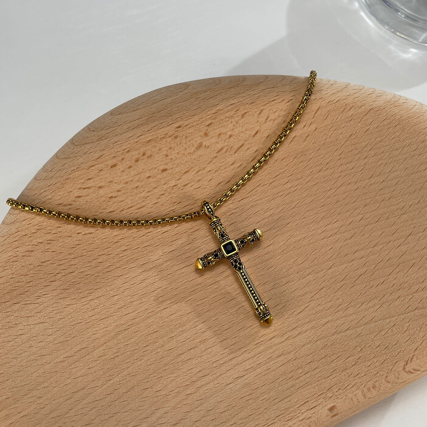 Wholesale retro cross stainless steel pendant necklaces