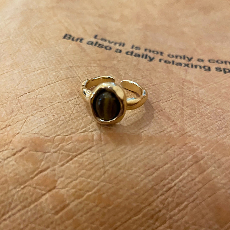 Wholesale zircon tiger eye open ring