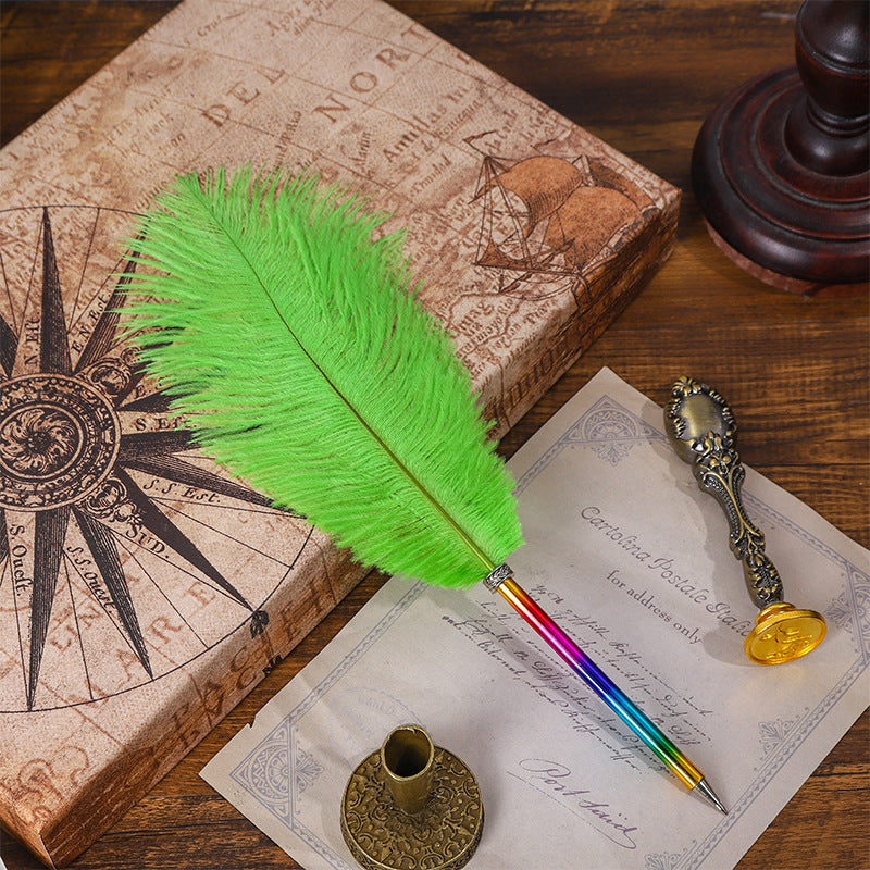 Wholesale Rainbow Color Feather Ballpoint Pen