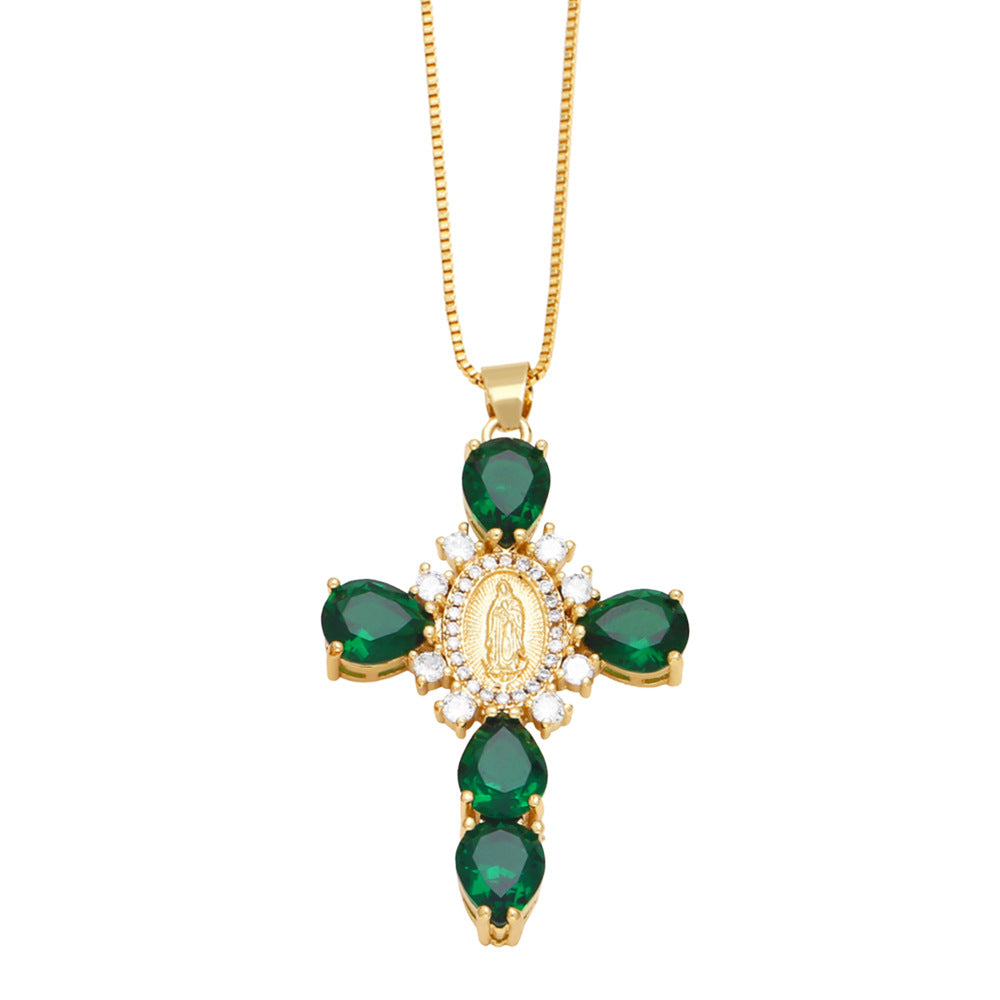 Wholesale Micro Set Zircon Cross Copper Necklace ACC-NE-AS001