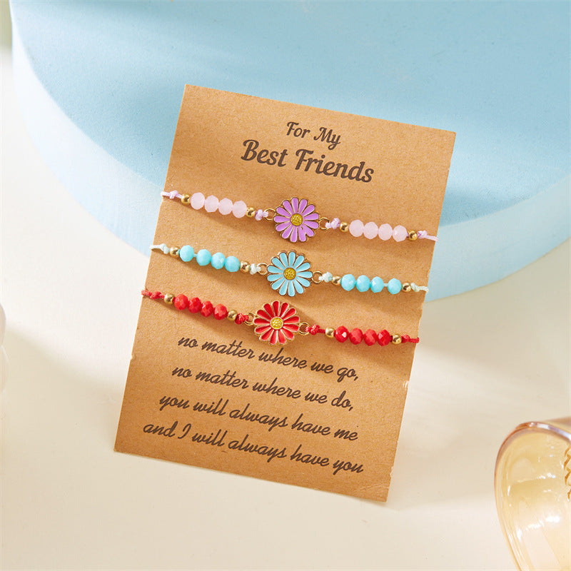 Wholesale  flower bracelet  3-piece set color daisy paper card bracelet