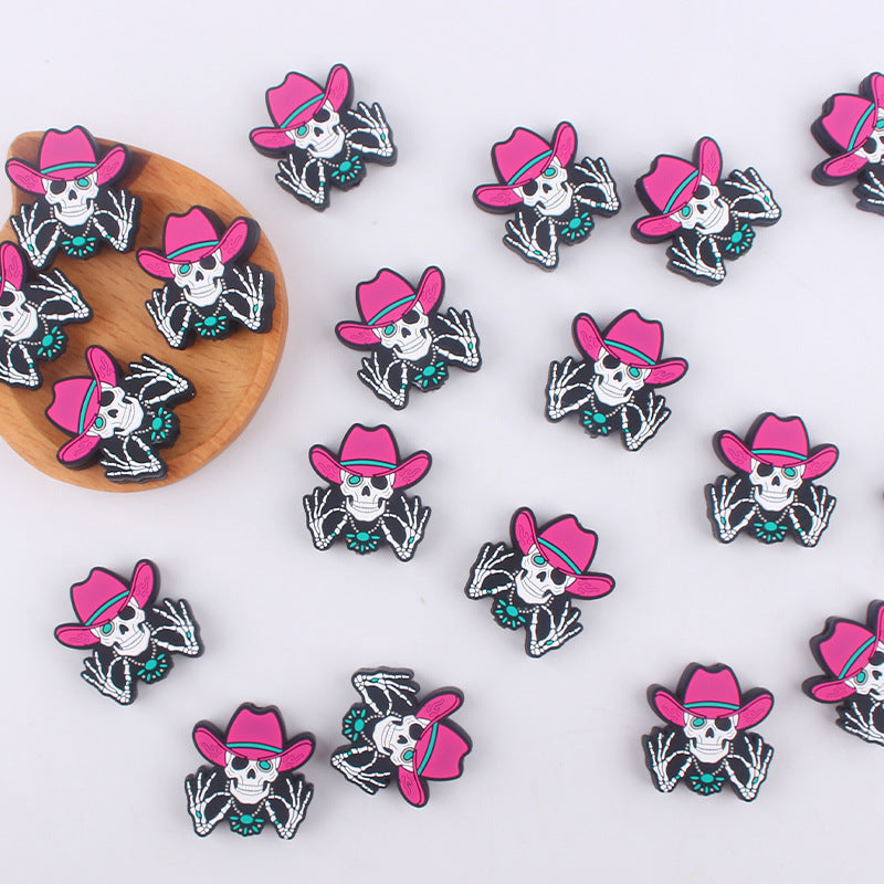 Wholesale 5pcs Halloween Skeleton Silicone Beads Focal Beads DIY Bead Accessories ACC-BDS-GuangTian043