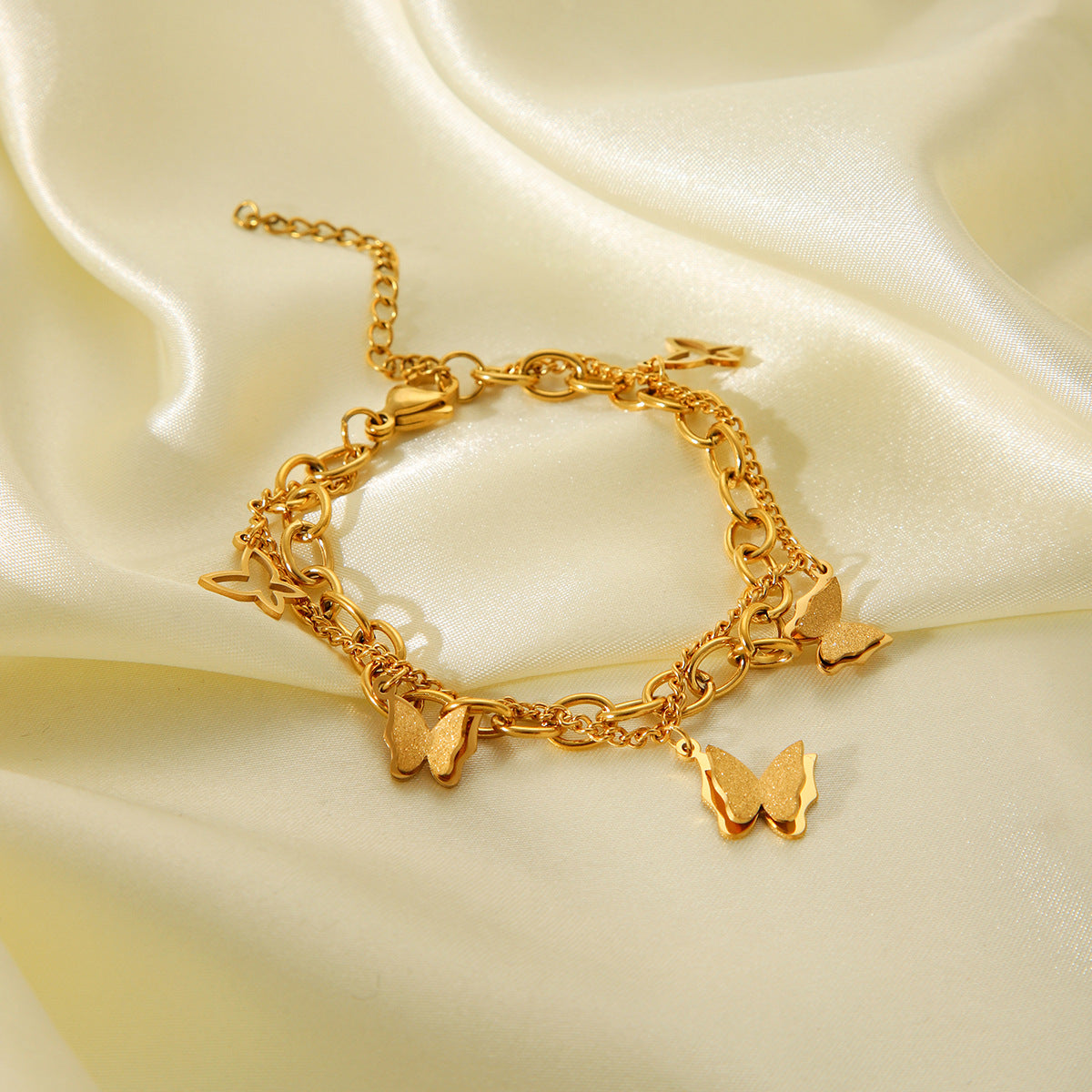 Wholesale 18k Gold Stainless Steel Double Layer Stacked Wear Bracelet