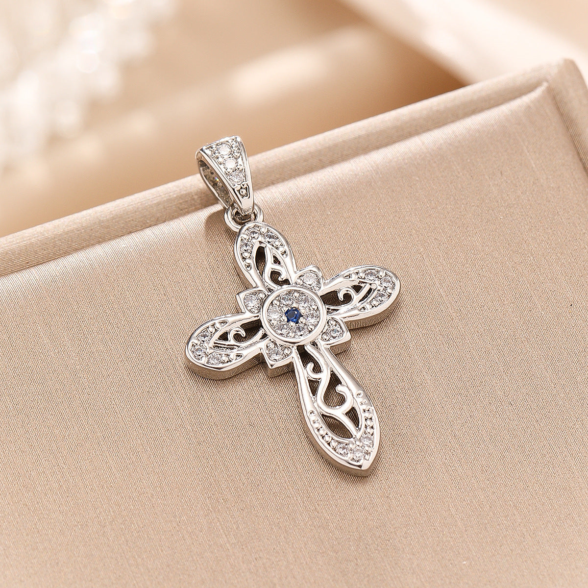 Wholesale Cross Pendant Necklace with Zircon Accent Trendy Jewelry Boutique Resale