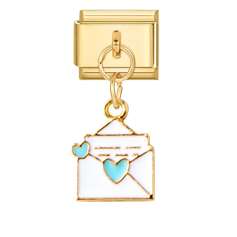 Wholesale  Italian Charm Bracelet 9mm DIY Flower Pendant Creative Stainless Steel Composable Bracelet