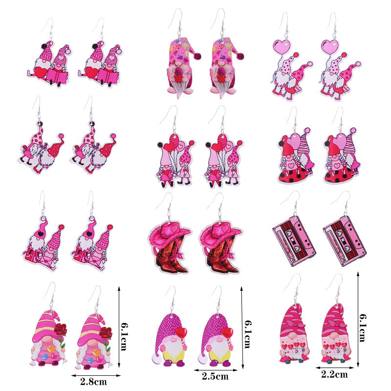 Wholesale Pink Tape Valentine's Day Double Sided Acrylic Earrings ACC-ES-ChouT005