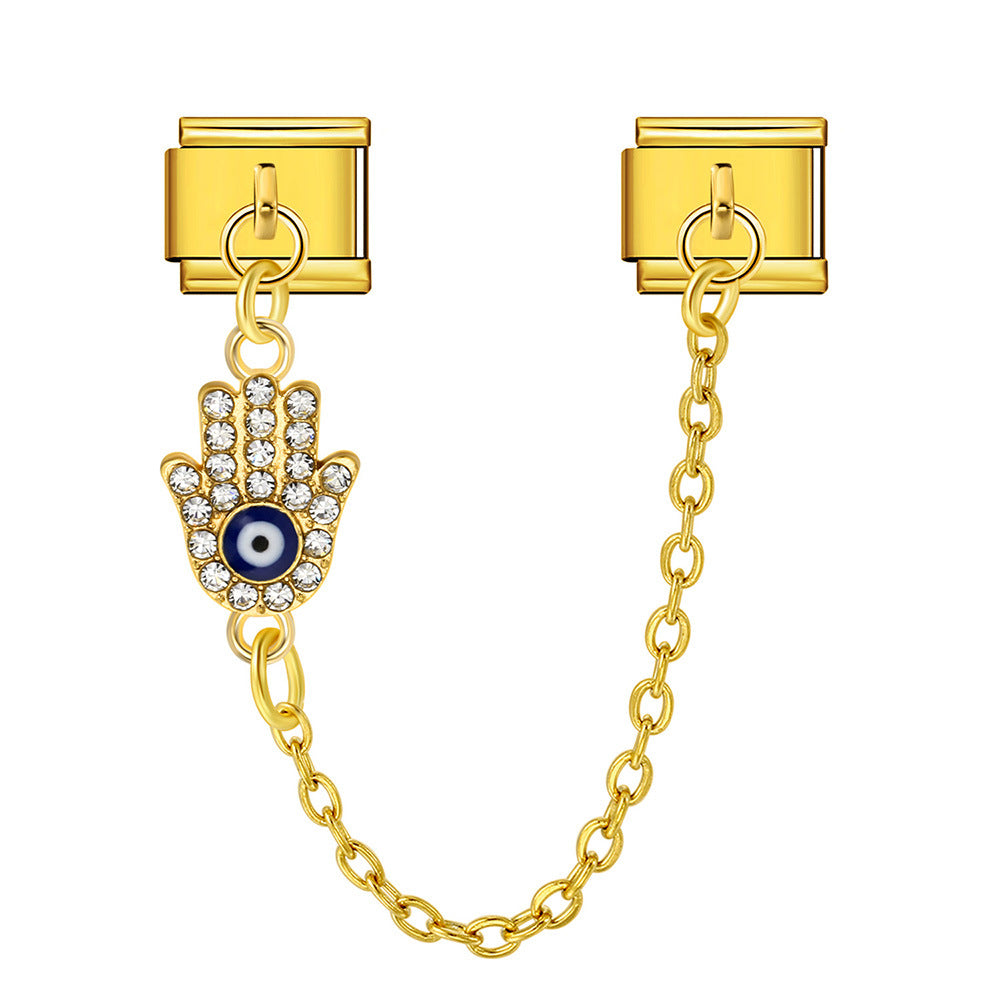 Wholesale  Italian Charm Bracelet 9mm DIY Devil' s Eye Hook Creative Stainless Steel Composable Bracelet