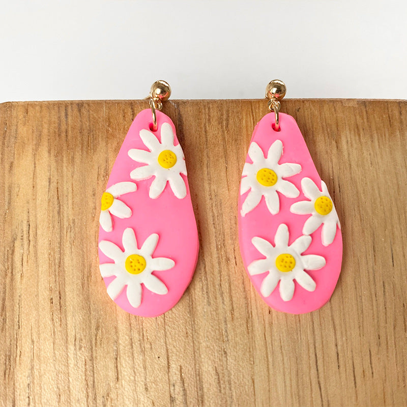 Wholesale 3pcs Polymer Clay Flower Earrings