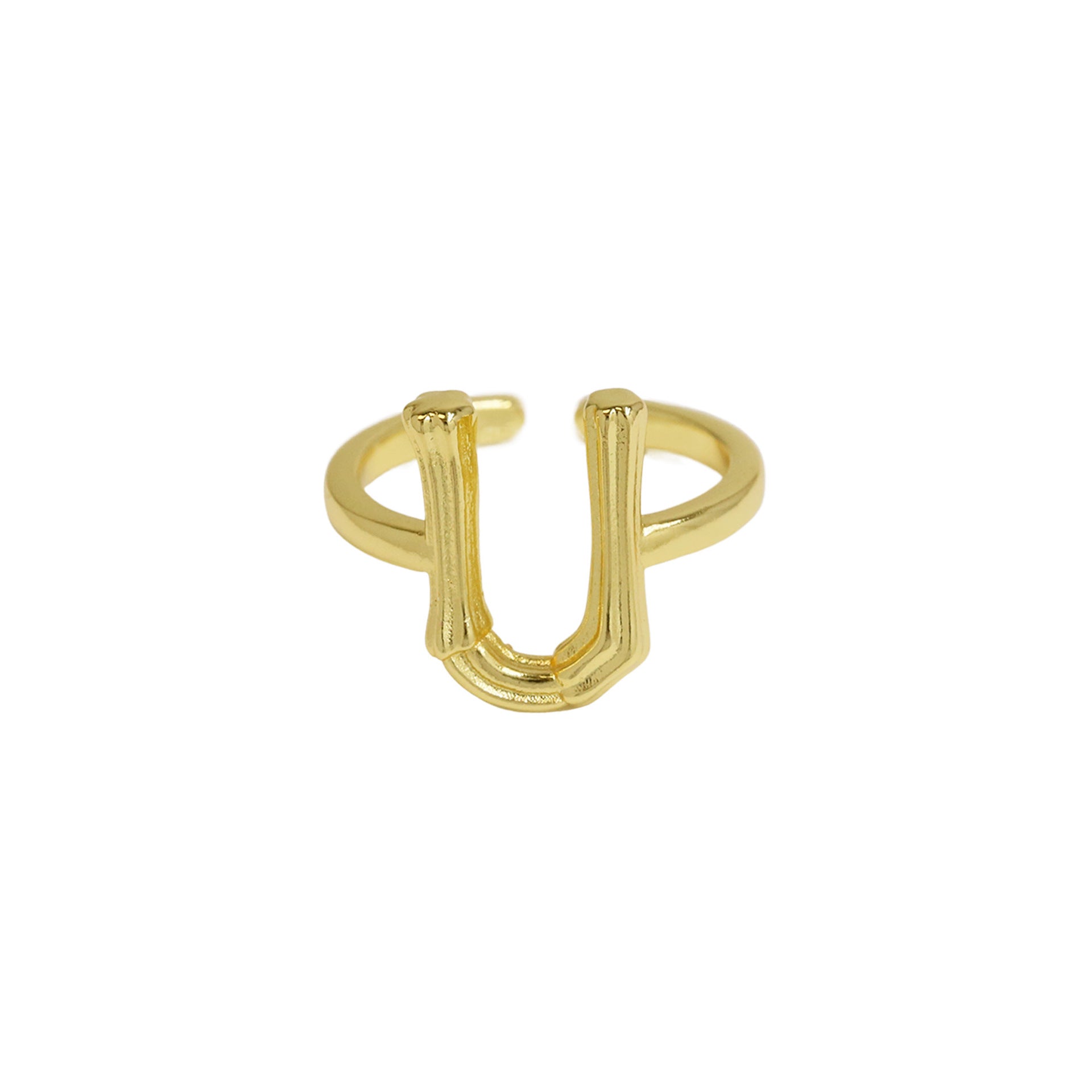 Wholesale  Golden Bamboo Bamboo Simple 26 English Letters Open Ring