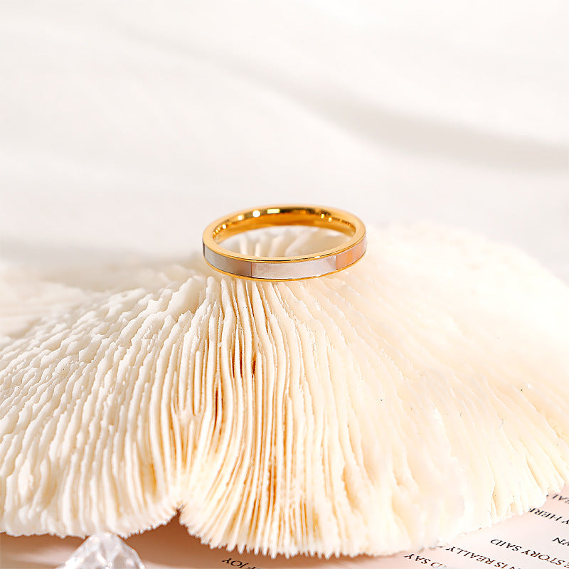 Wholesale Light Luxury Rings Shell Ring Titanium Steel Rings ACC-RS-Hengx001