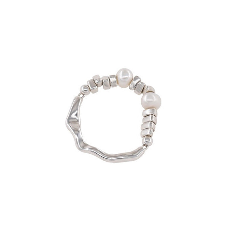 Wholesale Irregular Broken Silver Pearl Ring