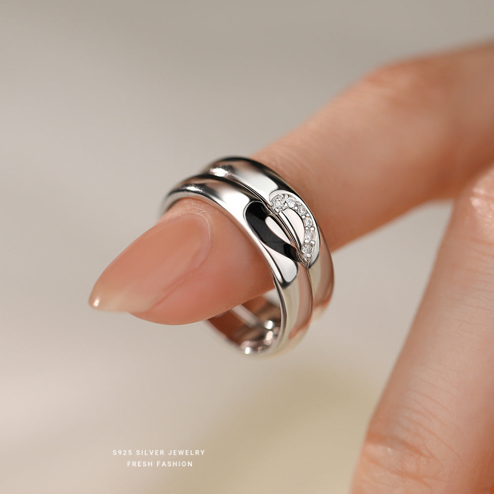 Wholesale Heart Link Mood s925 sterling silver adjustable ring