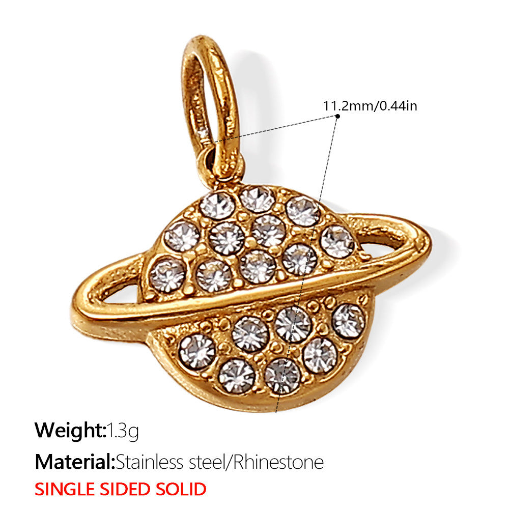 Wholesale Diamond-Encrusted Star and Moon Titanium Steel Pendant Accessories