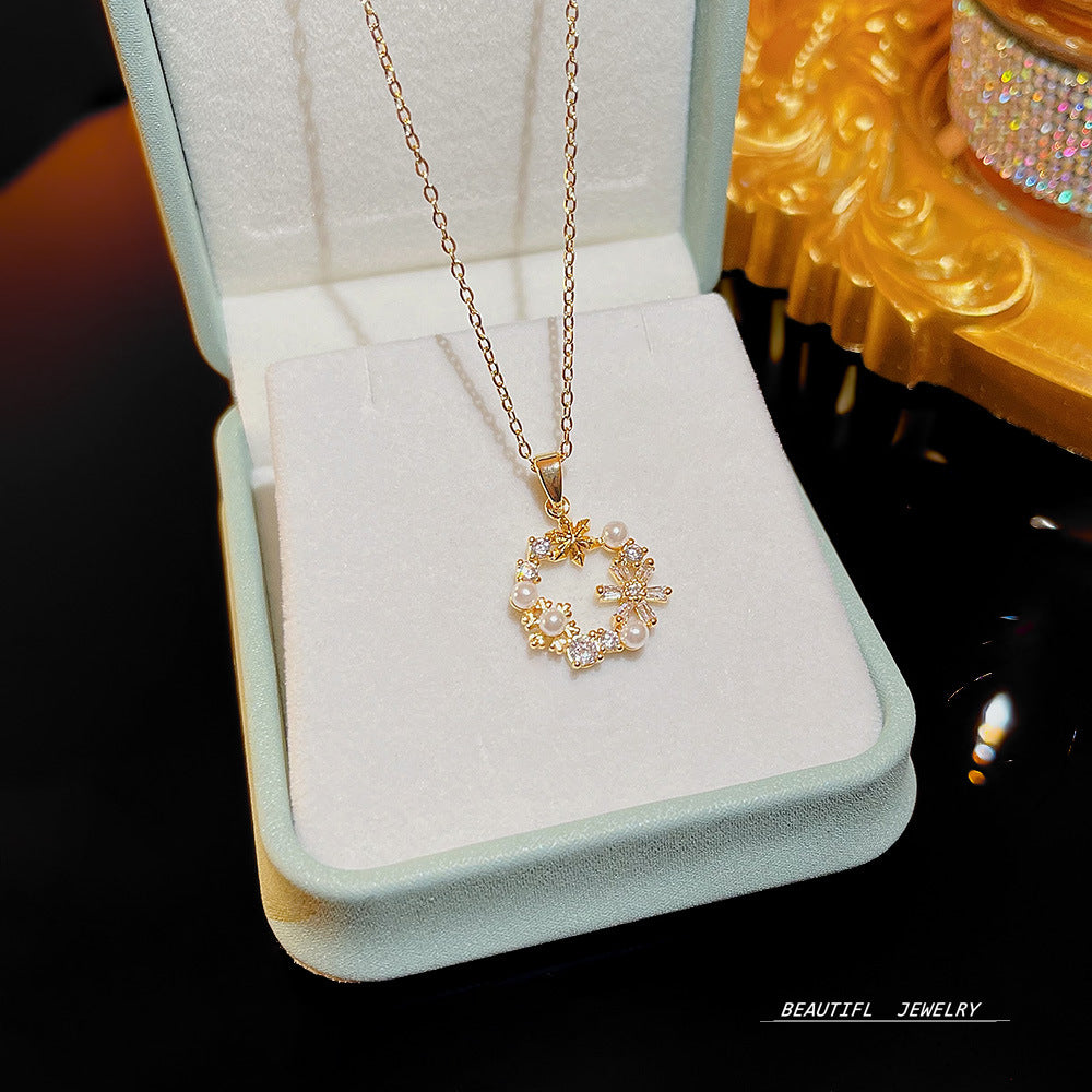 Wholesale Micropaved Zirconia Clavicle Chain Titanium Steel Necklaces Choker Necklace ACC-NE-Xiyue005