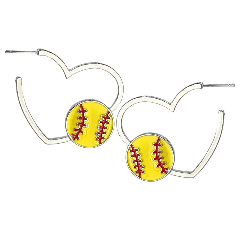 Wholesale 2 Pairs/pack Metal Rugby Sports Theme Basketball Football Softball Alloy Heart Earrings ACC-ES-HY159