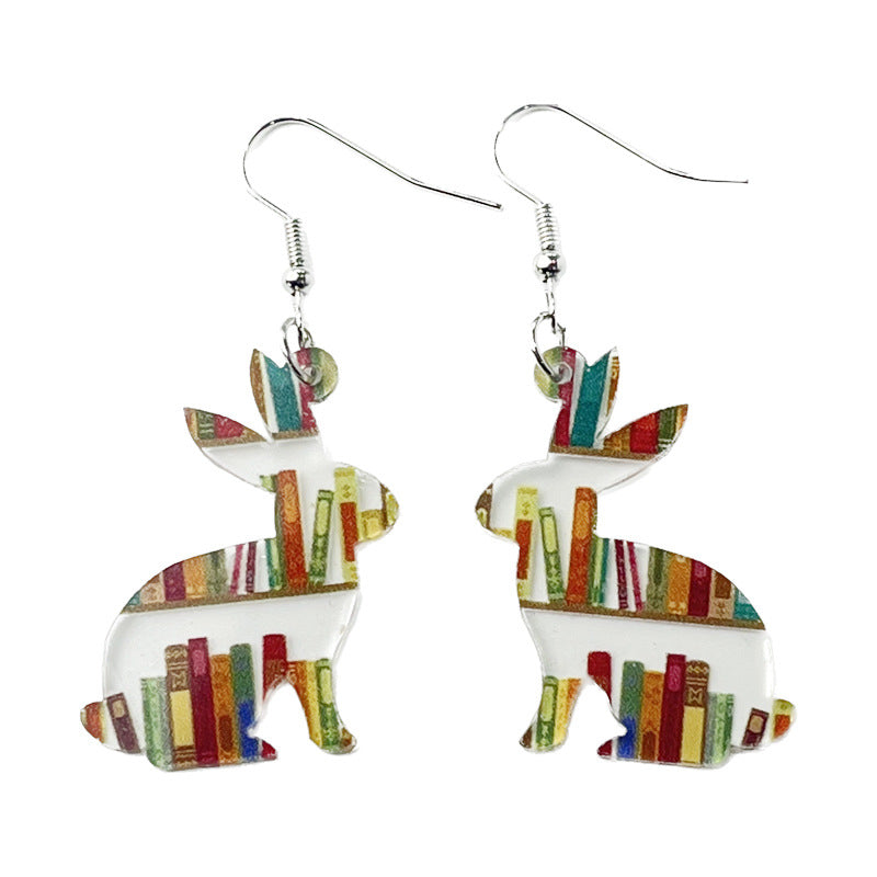 Wholesale 2 Pairs/pack Butterfly Puppy Moon Cat Books Book Shelf Acrylic Earrings ACC-ES-HY072