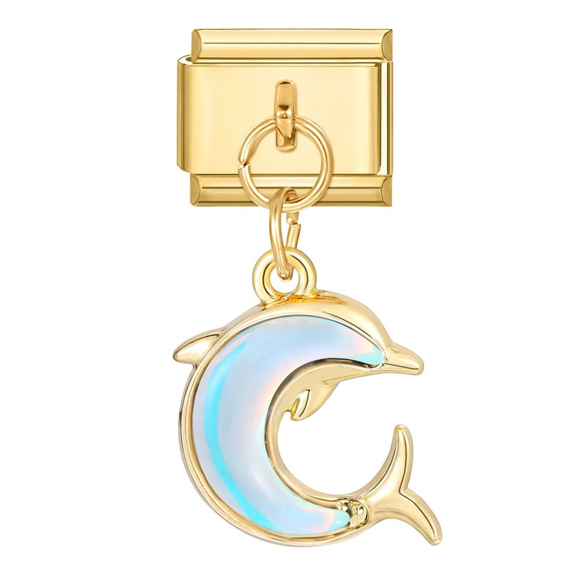 Wholesale 9mm Italian Charm Starter Bracelets DIY square Single Section Creative Stainless Steel Composable Bracelet