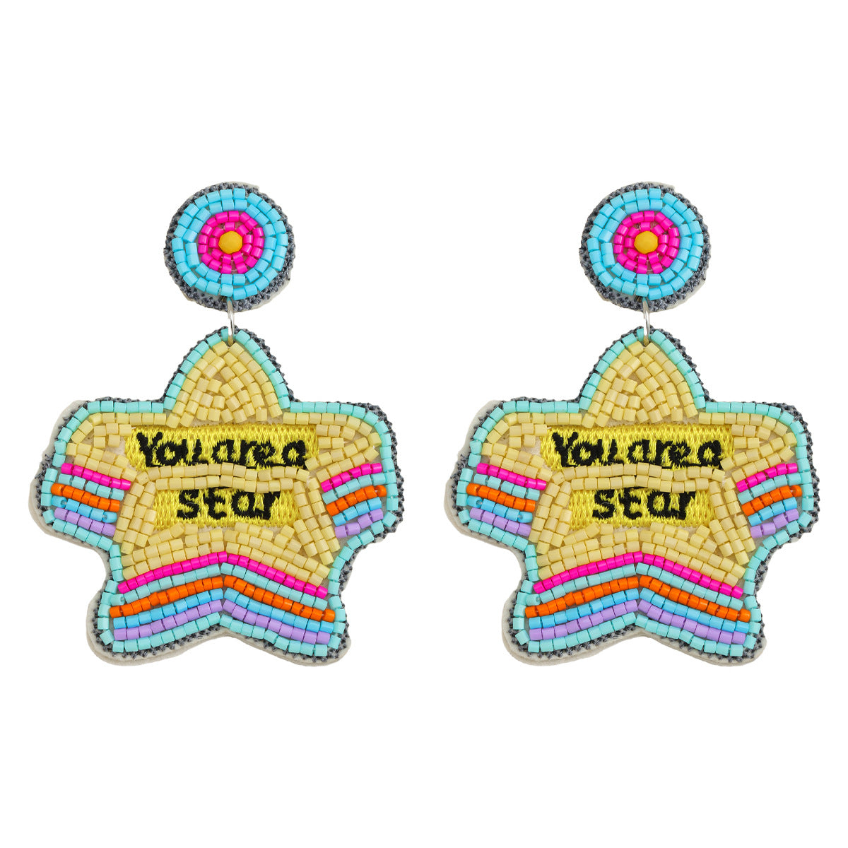 Wholesale Resin Rice Bead Teacher Five Pointed Star Earrings ACC-ES-JiaQi017