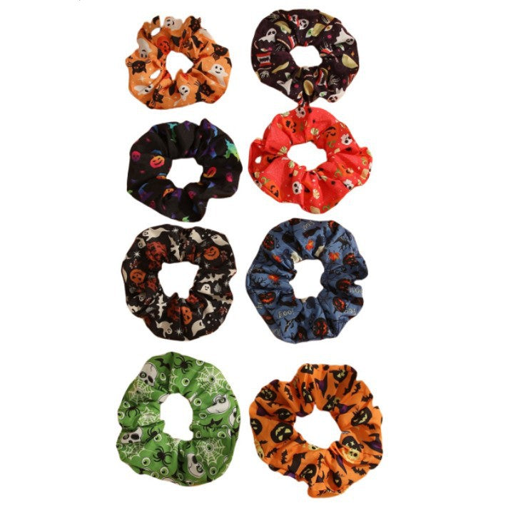 Wholesale Halloween Printed Fabric Hair Scrunchies ACC-HS-Mulin001