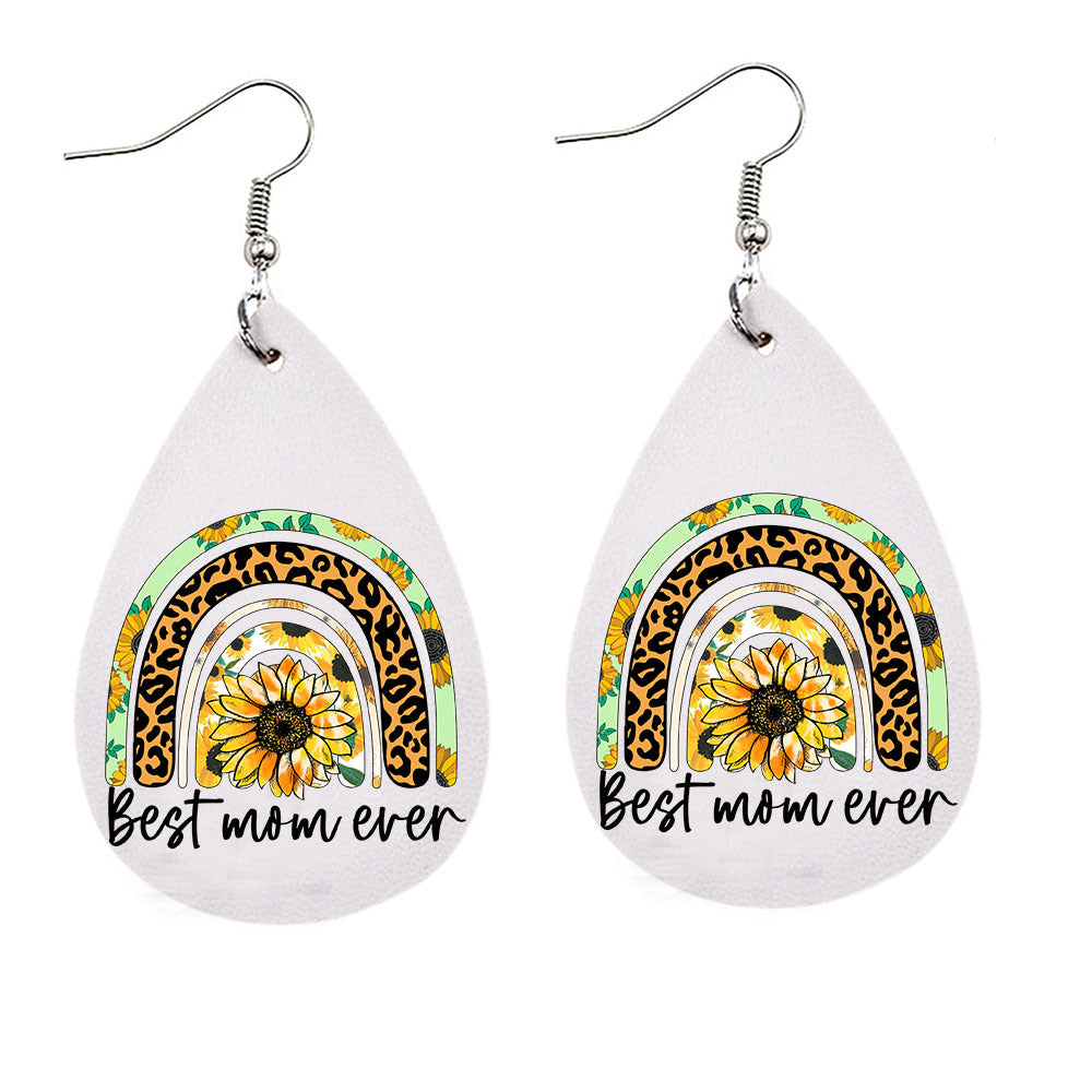 Wholesale MAMA Leopard Mother's Day Leather Earrings ACC-ES-CY006