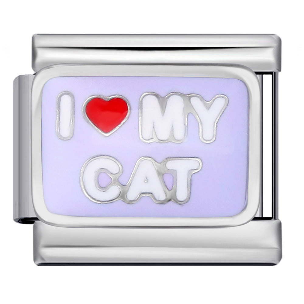 Wholesale Cat Themed DIY Bracelet Stainless Steel Electroplated Modular Jewelry Accessory for Boutique Resale
