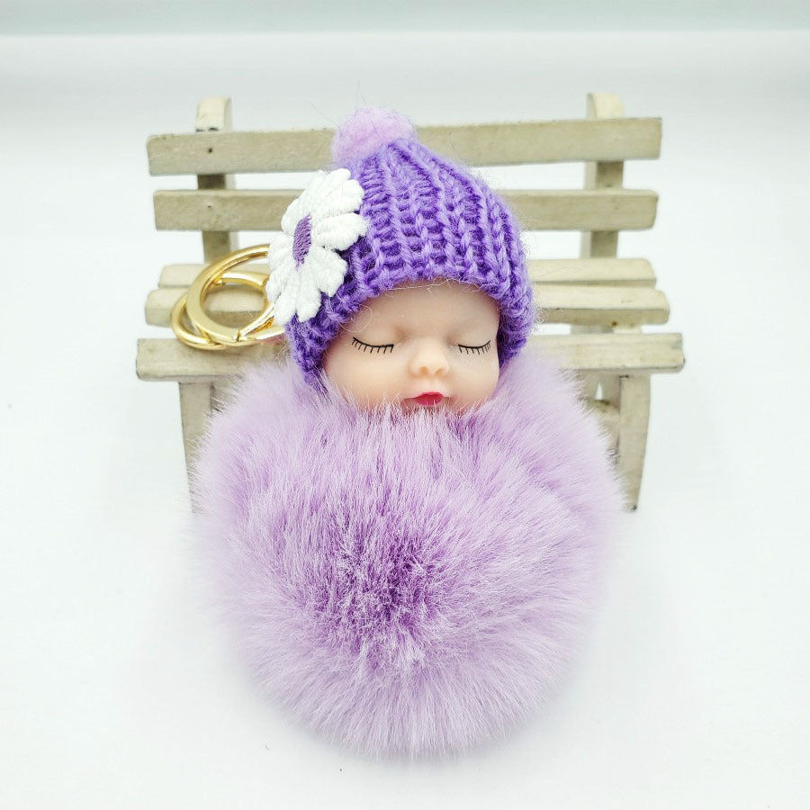 Wholesale cute sleeping doll keychain fur ball pendant ACC-KC-DY007