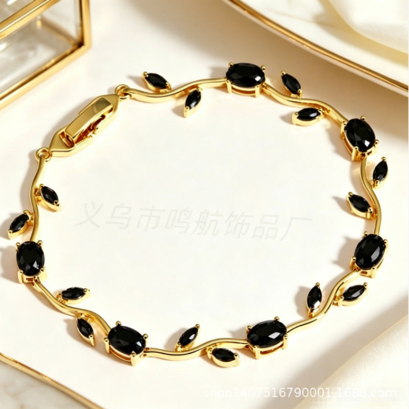 Wholesale Trendy Leaf Design Rhinestone Bracelet,  Fashion Accessory for Everyday Wear or Boutique Resale