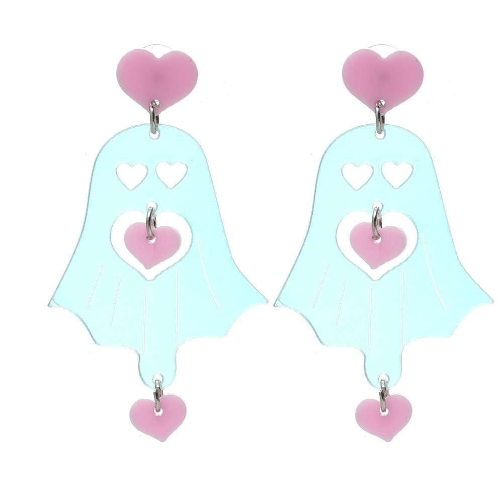 Wholesale Halloween Cute funny laser magic color ghost  acrylic earrings