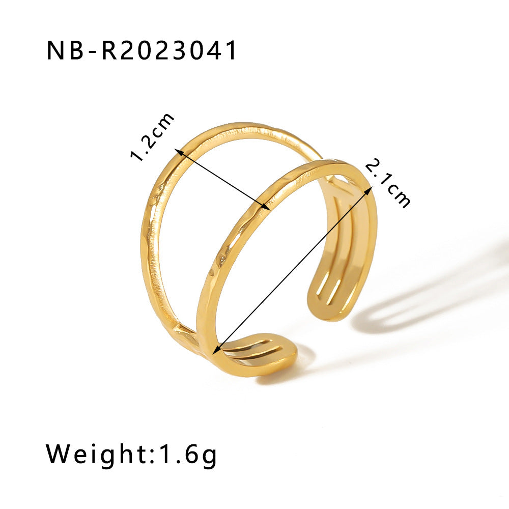 Wholesale Stainless Steel Open Ring Heart Shape Geometric Titanium Steel Ring ACC-RS-Xiny001