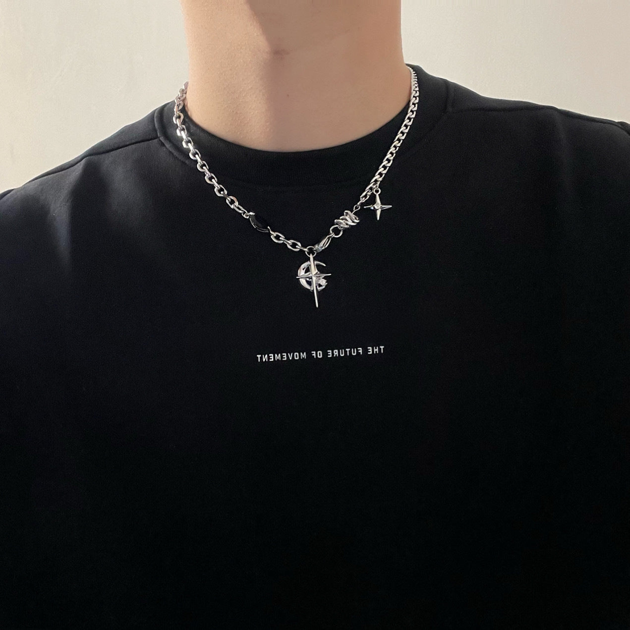 Wholesale black gemstone star sweater necklace