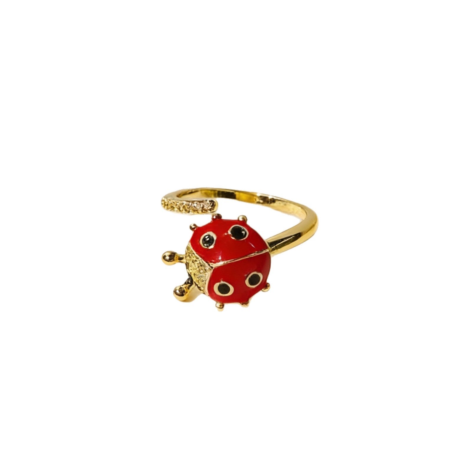 Wholesale Colorful Enamel Ladybug Ring Adjustable Open Insect Design Jewelry Accessory for Everyday Wear