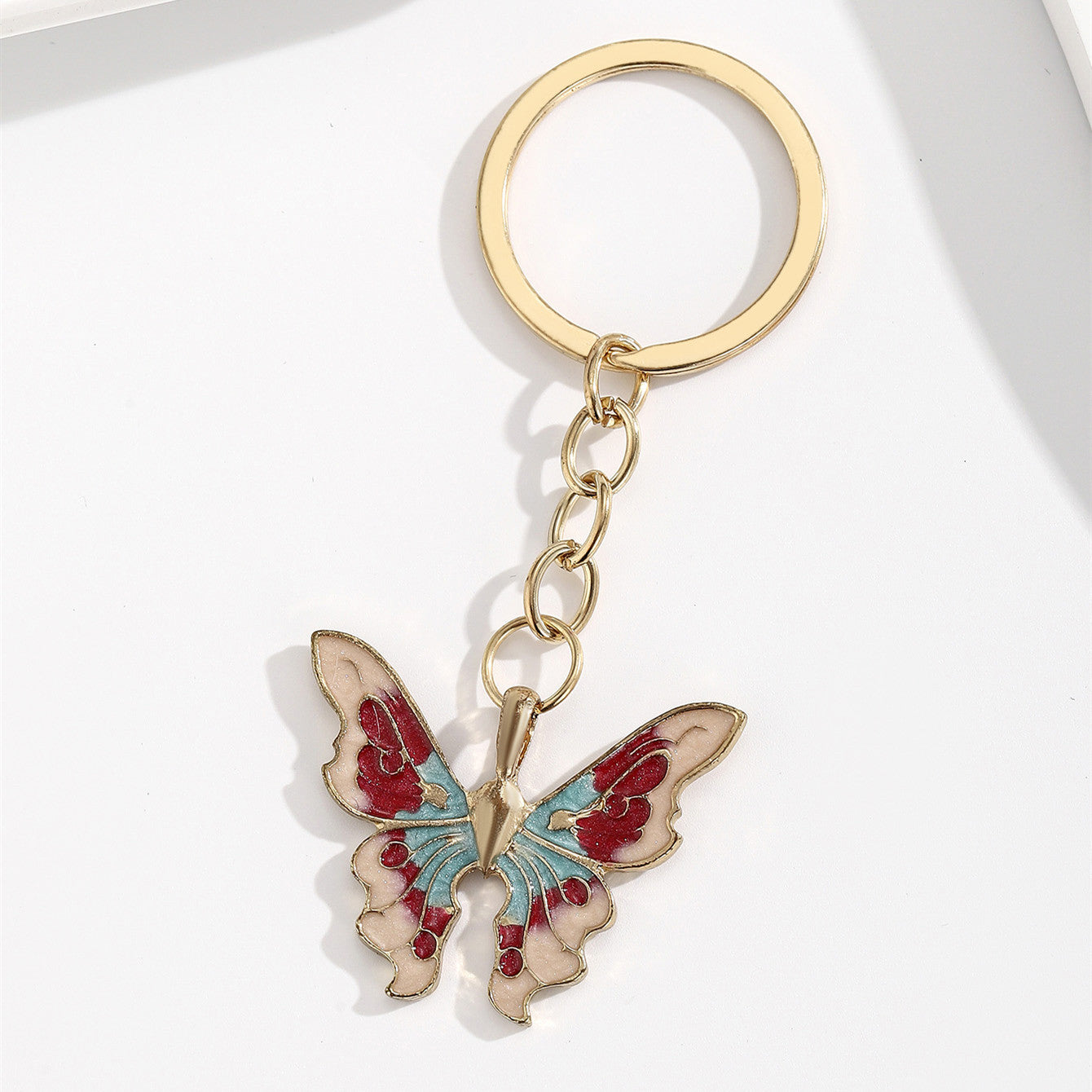 Wholesale Colorful alloy oil dripping butterfly keychain