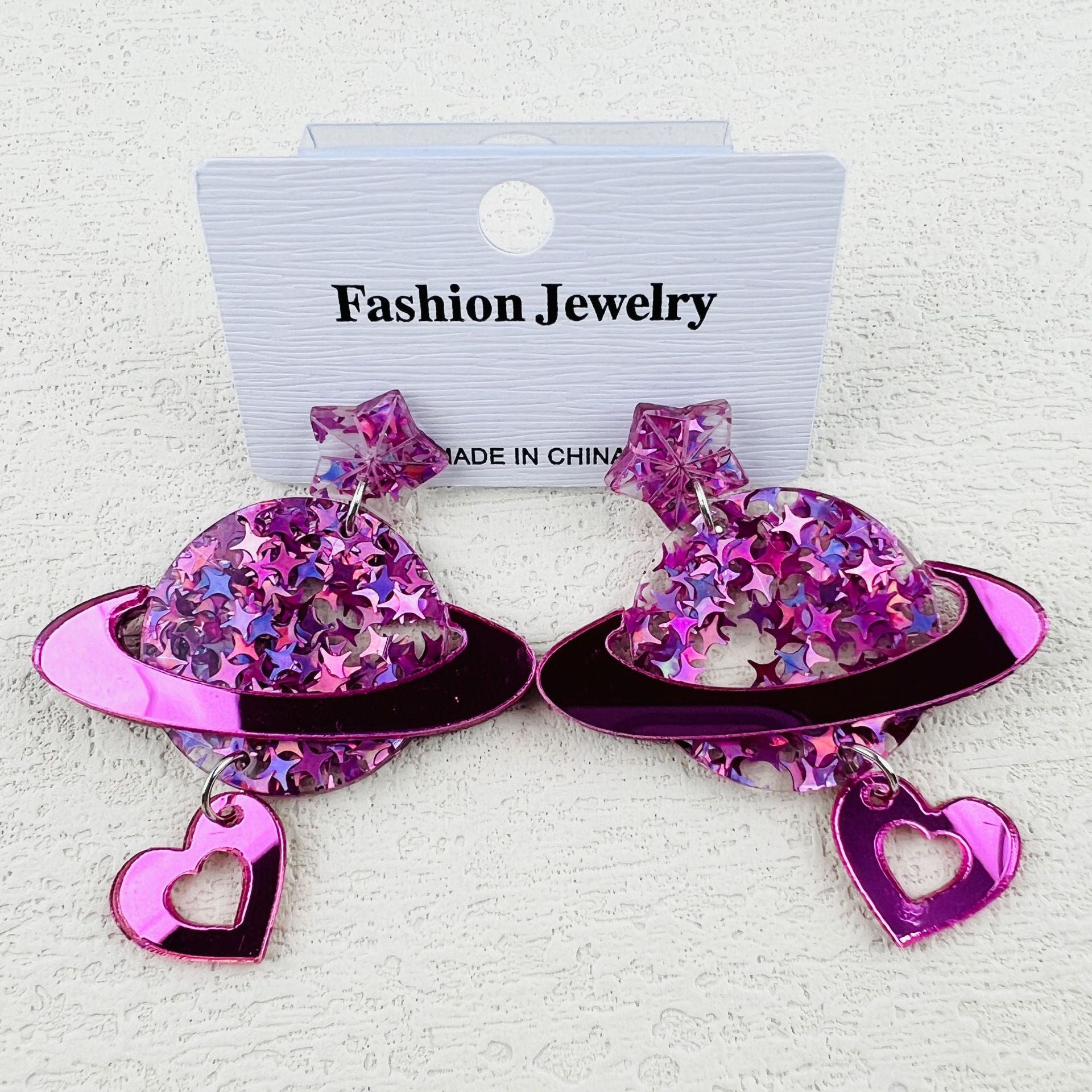 Wholesale Glitter star acrylic planet lovely stud earrings