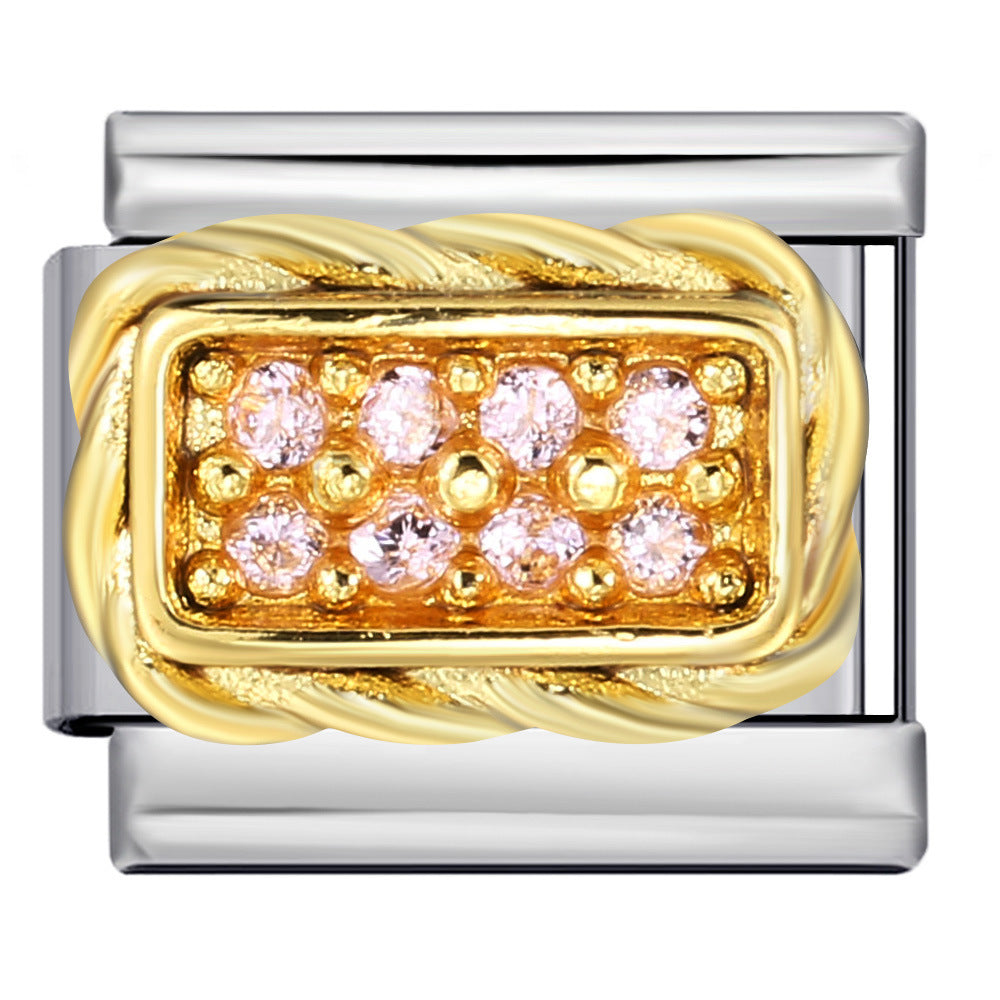 Wholesale  Italian ModularColorful ZirconTitanium Steel DIY  Bracelet