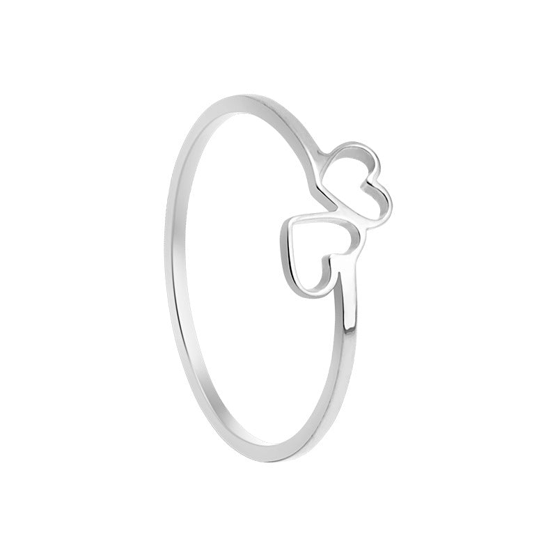 Wholesale Titanium Steel Heart Cut Out Ring Set for Couples - Fashion Accessory Gift