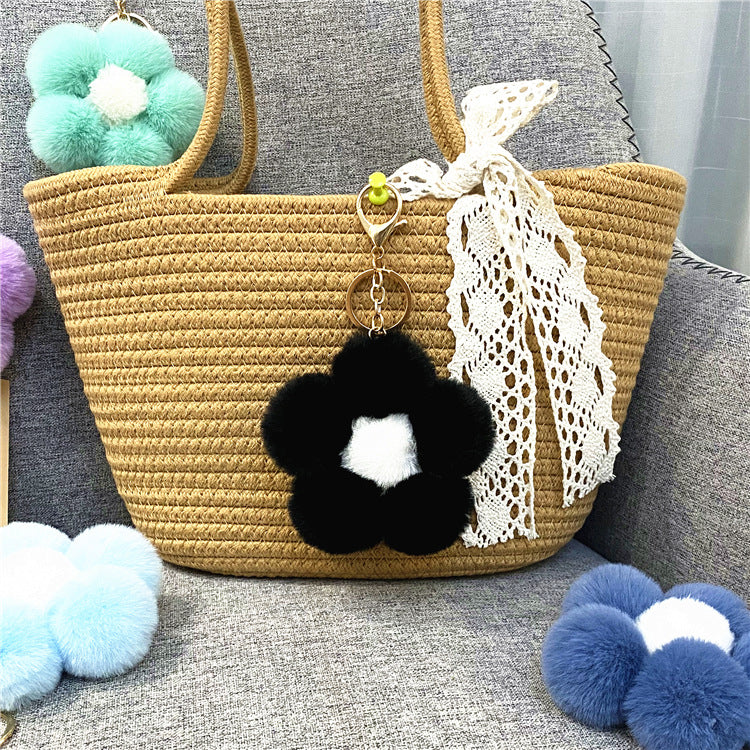 Wholesale Cute Flower Plush Keychain Red Plush Bag Charm For Bags And Car Keys Everyday Use Gift Boutique Resale